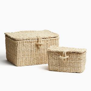 <b>Seagrass</b> straw box natural sea grass boxes premium quality raffia straw <b>basket</b> and <b>lid</b> cover - Product Image 3