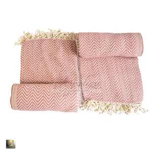 Serviette de plage élégante en coton biologique surdimensionnée Style turc rayé Texture douce légère bord de gland séchage rapide mode d'été - Product Image 4