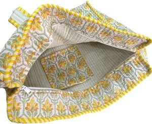 Sac fourre-tout vintage en coton jaune matelassé fait à la main, léger, spacieux, écologique, pour les voyages, les courses, sac à bandoulière pour femme - Product Image 3