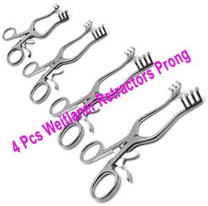 Weitlaner Juego de 4 piezas de retractores manuales Instrumentos de acero inoxidable para uso veterinario quirúrgico - Product Image 1