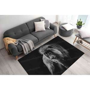 Lion Printed Rug - Farmhouse <b>Decor</b> Entryway Rug <b>for</b> <b>Man</b> <b>Cave</b>,Luxury Velvet Rug - Product Image 1