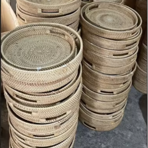 Bandeja rústica de ratán con tamaño personalizado para cocina y comedor | Cesta de servicio y almacenamiento artesanal - Product Image 4