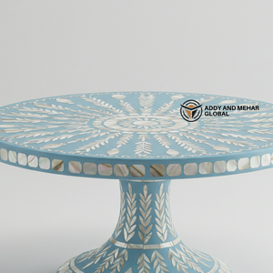 Support à gâteau en incrustation de nacre bleue fabriqué à la main piédestal luxueux pour desserts et décoration - Product Image 3