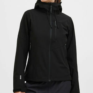 Veste Softshell à revêtement imperméable pour femmes noires à forte demande prix usine vestes d'extérieur à manches longues et coupe-vent - Product Image 1