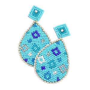 Boucles d'oreilles brodées à la mode avec perles - Product Image 1