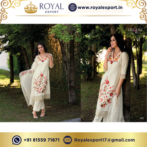 งานพิมพ์และงานฝีมือระดับพรีเมียมสุดพิเศษบนชุดผ้าไหมกุณี Chanderi คอลเลกชันปี 2024 โดยรอยัลส่งออก - Product Image 3