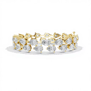 Conjunto de Pulsera de Tenis TRENDY con Corte Pera de 3/4CT, Chapado en Rodio, en Oro Amarillo Sólido de 18K, para Regalo de Lujo, Fiestas y Uso Diario - Product Image 1