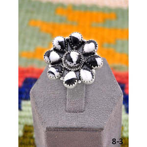 Bague ajustable en argent sterling plaqué or rose, sertie d'un diamant ovale taillé à la main, style sud-ouest, en argent de buffle blanc, tendance, sous licence - Product Image 2