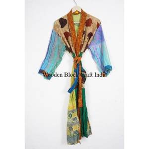 Bata de seda floral suave para mujer, kimono largo, vestido de fiesta bohemio de manga larga para verano y primavera, venta al por mayor - Product Image 6