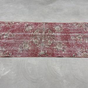 Vintage Turkish <b>Runner</b> Rug 3.1x8.6 ft (93x261 cm), <b>Red</b> Plants & trees Rug - Product Image 4