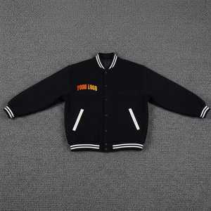 Veste de baseball universitaire de haute qualité, unisexe, hiver, bouton unique, polaire, grande taille, logo sur le devant, couleur personnalisable - Product Image 4