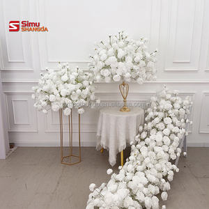 Camino de Mesa de Flores de Rosa de Seda Artificial Blanca de 3 m, Decoración Moderna para Vestíbulo de Hotel, Arreglo de Paniculata para Boda, Directo de Fábrica - Product Image 3