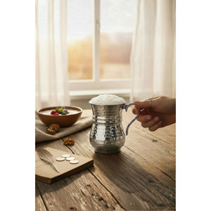 Ensemble de 6 tasses à la crème de lait en cuivre gravées à la main, vaisselle nostalgique en verre - Product Image 2