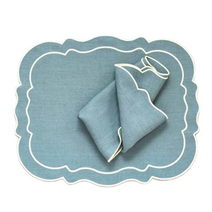 Tovagliolo di capesante di lino <span class=keywords><strong>verde</strong></span> in schiuma di mare di pesca 18 \ "x18 \" - Product Image 1