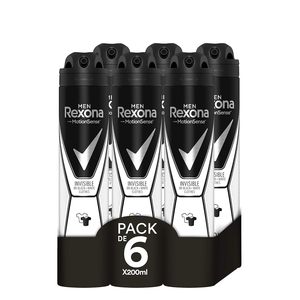 Desodorante Antitranspirante Invisible Rexona para Hombre, Negro y Blanco, 200 ml - Paquete de 6 - Product Image 6