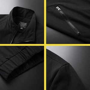 Chaquetas Hombre Otoño Bolsillos Casual Patchwork Loose Windbreaker Raya Cremallera Stand Collar Impermeable Deportes al aire libre Chaqueta de Bombardero - Product Image 5