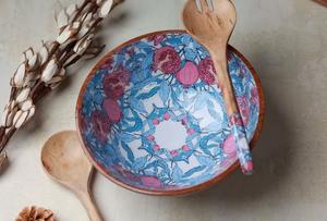 Charmant bol en bois imprimé peint à la main bol de service décoratif pour table à manger affichage de cuisine et but de cadeau - Product Image 4