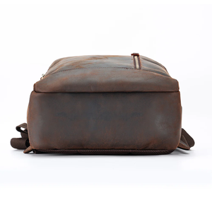 Mochila para ordenador portátil de piel de vaca marrón chocolate desgastada vintage estilo de moda con cierre de cremallera - Product Image 3
