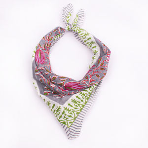 Foulard carré multifonctionnel en coton imprimé floral, respirant, écologique, lavable, pour la tête, les sports de plein air et les voyages - Product Image 1