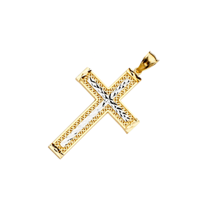 14K bicolore plaqué or à la mode en laiton poli élevé cuivre étoile croix pendentif diamant taille jésus classique alliage métallique - Product Image 2