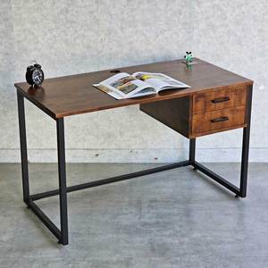 BD68116 Computer Desk with 120x60cm Drawers Rubber Wood and <b>Iron</b> Legs - Product Image 2