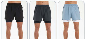 Pantalones cortos de baloncesto para gimnasio de secado rápido para hombre, pantalones cortos de entrenamiento de pista de poliéster con bolsillo lateral con cremallera, pantalones cortos deportivos de entrenamiento para sólido - Product Image 4