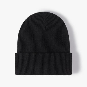 <b>Men</b> <b>Black</b> Knit Beanie <b>Hat</b> Warm Plain Skull Cap For Winter Outdoor Fashion Wholesale Solid - Product Image 2
