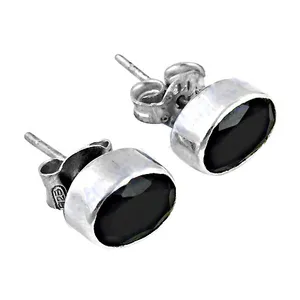 Boucles d'oreilles pendantes tendance pour femmes, onyx noir, argent 925, or 14 carats, diamant, rubis, forme géométrique, boucles d'oreilles à clous plaquées or, cadeau - Product Image 3