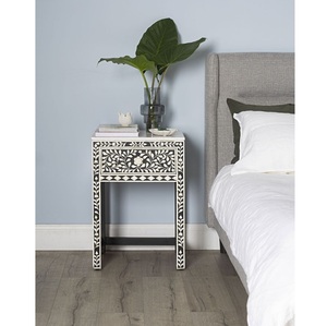 Elegante mesa de cajón con incrustaciones de hueso con detalles de ágata Diseño vintage duradero Tamaño y color personalizables - Product Image 2