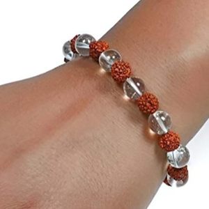 NOVAMART Fine Diamond-Cut Rudraksha & Sphatik Bracelet Unisex Natural Certified Astrological Gemstone Crystal Bracelets <b>Bangles</b> - Product Image 3
