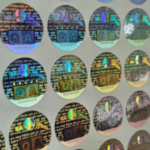 Digiteltech Label P2 Custom Round Silver Hologram Adhesive Labels Business Shopping Use <b>Paper</b> Material - Product Image 1