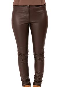 2024 nouveau Style dames pantalon en cuir respirant maigre longue PU cuir taille haute taille moyenne bouton décoration dames hiver - Product Image 2