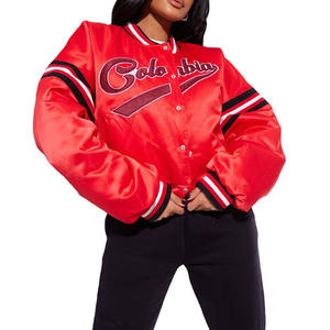 Chaqueta de cuero universitaria transpirable para mujer para invierno, venta al por mayor, parches bordados personalizados, venta a precio bajo - Product Image 4