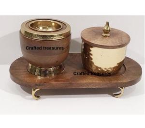 Ensemble de Bakhoor artisanal en laiton et en bois avec plateau et support en laiton, design de calligraphie arabe moghole, décoration d'intérieur, parfum au meilleur prix - Product Image 3