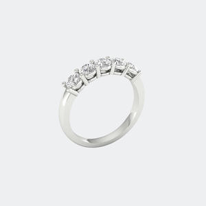 แหวนเพชรทรงกลม 1.00 กะรัต 5 เม็ด ตัวเรือนทอง 14k เพชรเลี้ยงในห้องปฏิบัติการ สี D ความสะอาด VVS ฝังแบบหนามเตย สำหรับงานแต่งงาน ของขวัญวันครบรอบสำหรับผู้หญิง - Product Image 2