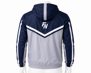 <b>Men's</b> Hooded <b>Racer</b> <b>Jacket</b> Navy Gray Color Blocking Windproof Zipper Closure Sporty Casual Summer Spandex/Polyester Shell - Product Image 2