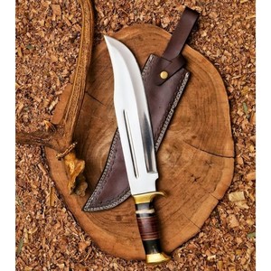 Couteau Bowie extérieur de haute qualité Lame en acier D2 fixe avec manche en bois Couteaux de camping Cadeau pour chasseur. - Product Image 4