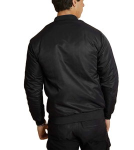Nuevo logotipo personalizado elegante primavera relleno grueso soporte cuello chaqueta en blanco cremallera completa hombres algodón invierno bombardero chaqueta - Product Image 6