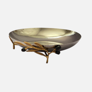 Bol de service en métal poli de qualité supérieure Accent unique de feuille d'or avec finition argentée pour servir des bonbons noix-prix d'usine - Product Image 1