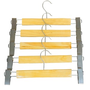 Wholesale Heavy Duty Wooden Hangers with Clips Custom Logo Low MOQ Clothes Pants Dress Hanger Made in Vietnam OEM ODM - Product Image 1