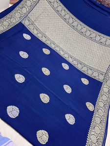 Designer Handcrafted Pure Tassur Kadhwan Banarasi Saree Handwoven Premium <b>Fabric</b> Ethnic Party Wear Sun Protection Quick Dry - Product Image 3