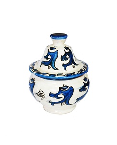 Boîte à bonbons marocaine décorée de dessin à la main, inspiré de la vaisselle marocaine en céramique faite à la main, boîte à sucre de conception de décoration - Product Image 1