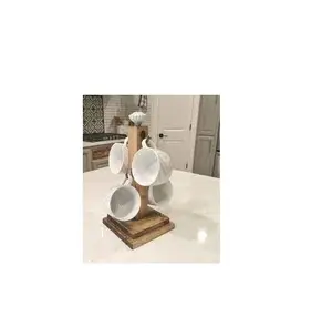 Portabicchieri unico tazza albero Base in legno portabicchieri appendiabiti portagioie organizzatore per cucina tazza da caffè essiccatore con vendita