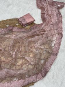 ผ้าโปร่งบางแบบพรีเมี่ยมที่น่าสนใจพร้อมเลื่อมและด้ายเย็บปักส่าหรีผู้หญิงแฟชั่นผู้ผลิตและผู้จัดจำหน่ายจากศัลยแพทย์ - Product Image 4