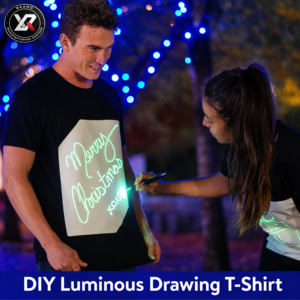 Maglietta Interattiva Fluorescente in Cotone 100% da 230g per Scrittura e Disegno, Riutilizzabile, con Motivi Geometrici, Unisex, per Feste di Compleanno - Vendita all'Ingrosso - Product Image 1