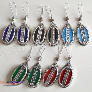 Pendientes de plata alemanes Kuchi bohemios, joyería étnica afgana hecha a mano, pendientes tribales llamativos - Product Image 4