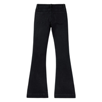 Jeans de Tiro Alto con Corte de Campana, Mezclilla Elástica Negra, Corte Ajustado, Estilo de 5 Bolsillos, Jeans de Moda para Mujer Cómodos y Elegantes