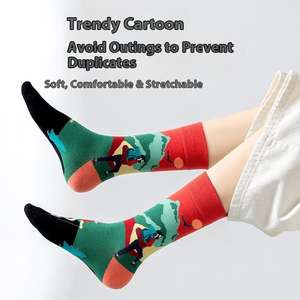 Chaussettes tube en coton écologique pour jeunes, automne-hiver, avec imprimé dessin animé, pour hommes et femmes, logo sous le pied, pour l'entraînement, vente en gros - Product Image 3