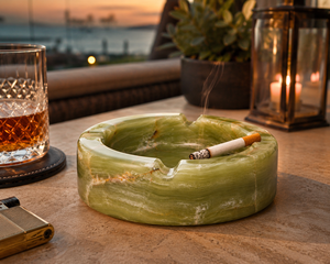 Cendrier circulaire en onyx vert naturel, écologique, sculpté à la main, support décoratif pour cigarettes, pour la maison et l'hôtel 2026 IMPEX - Product Image 3