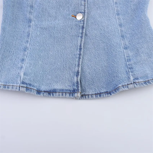 New Fashion Casual Sleeveless Round Neck <b>Denim</b> <b>Vest</b> Short Slim - Product Image 5
